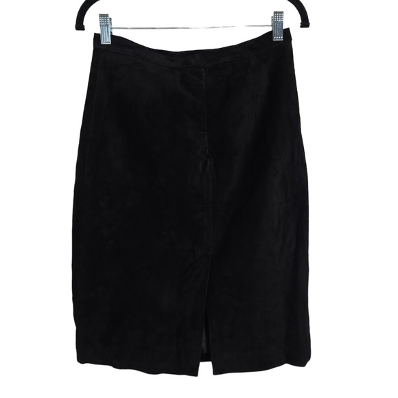 Vintage Rem Garson Pencil Skirt Womens 8 Black Suede Lined Back Slit Zip - Picture 2 of 8